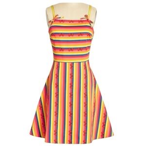 ModCloth x Hello Kitty Rainbow Stripe Bow Mini Dress Cotton - M